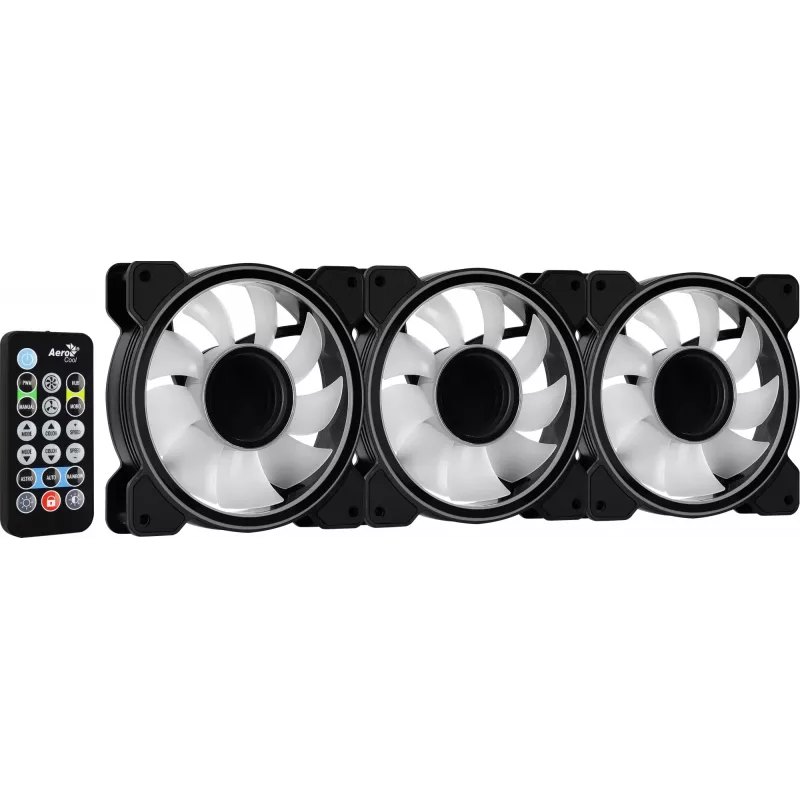 Kit Aerocool MIRAGE12PRO 3xFan PC 12cm ARGB 6 Pins Hub Silent negro