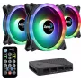 Kit Aerocool DUO12PRO 3x ventiladores 12 cm ARGB LED doble anillo antivibración 6 Pins, negro