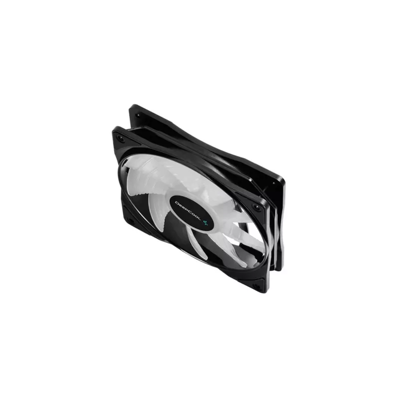 Ventilador de carcasa DeepCool RF120 de 120 mm — blanco/negro, 120×25 mm, PWM de 4 pines, LED RGB, rodamiento hidráulico