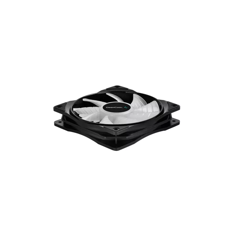 Ventilador de carcasa DeepCool RF120 de 120 mm — blanco/negro, 120×25 mm, PWM de 4 pines, LED RGB, rodamiento hidráulico