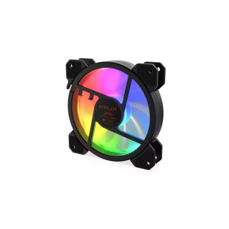 Ventilador de carcasa KRUX KRX0067 120mm ARGB LUNAR 120, 1200 rpm, rodamiento hidráulico, 12 V, LED 5 V, conector de 3 pines, antivibración