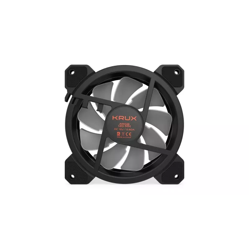 Ventilador de carcasa KRUX KRX0067 120mm ARGB LUNAR 120, 1200 rpm, rodamiento hidráulico, 12 V, LED 5 V, conector de 3 pines, antivibración