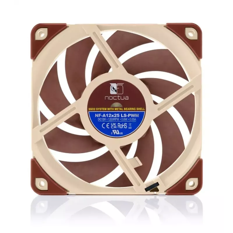Noctua NF-A12x25 LS-PWM Sterrox ventilador de caja de 120 mm, 120x120x25 mm, 12 V, PWM, 900–1200 RPM, 7,6–12,1 dB, beige/marrón