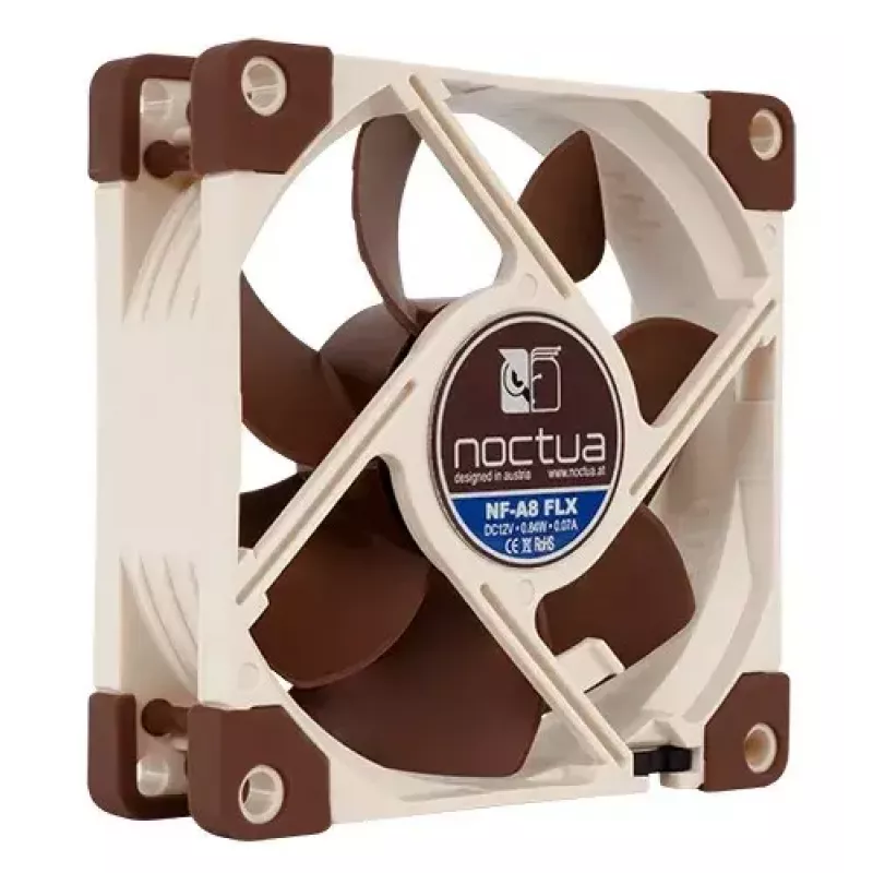 Noctua NF-A8 FLX ventilador de caja de 80 mm, 3 pines, 12 V, 2000/1650/1200 RPM, SSO2, beige/marrón