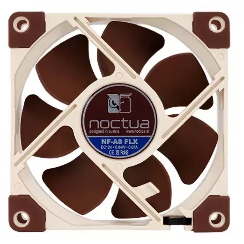 Noctua NF-A8 FLX ventilador de caja de 80 mm, 3 pines, 12 V, 2000/1650/1200 RPM, SSO2, beige/marrón