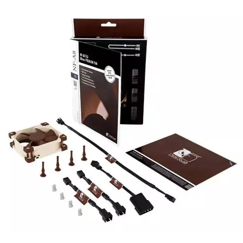 Noctua NF-A8 FLX ventilador de caja de 80 mm, 3 pines, 12 V, 2000/1650/1200 RPM, SSO2, beige/marrón