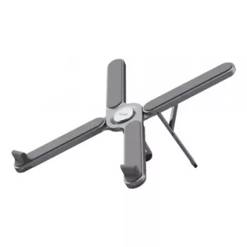 Soporte para portátil TRUST Macy plegable aluminio, gris — 280 mm de altura, base de 23×46 mm, capacidad de 20 kg