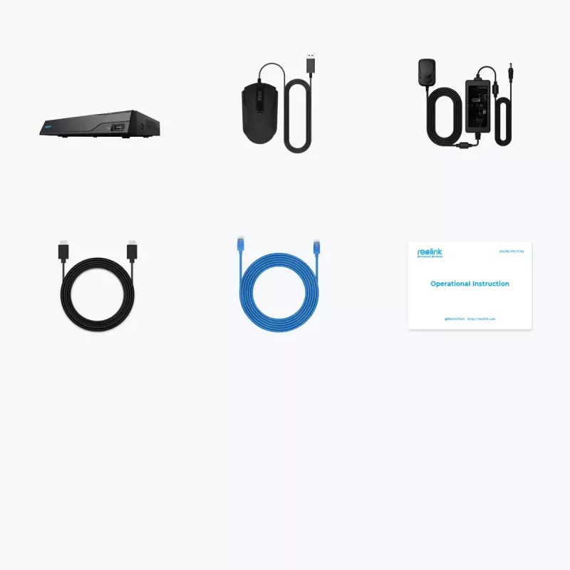 NVR Reolink NVS8(NHD) NVR PoE de 8 canales, 8 puertos PoE, soporte 4K (3840×2160), H.265, 2×HDD hasta 12 TB, HDMI/VGA/eSATA