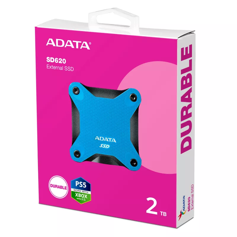 SSD portátil ADATA SD620 2 TB USB 3.2 Gen 2 (Micro-B) azul/negro — 520/460 MB/s, 80×80×15,2 mm
