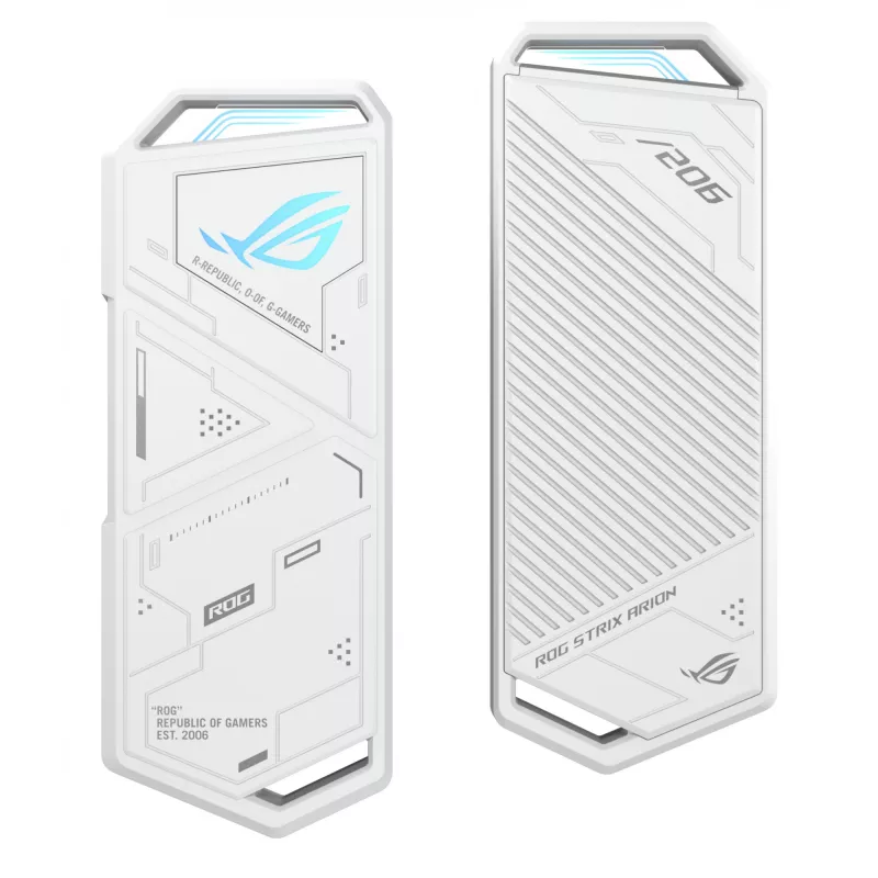 Carcasa SSD ASUS ROG Strix Arion White Edition — M.2 PCIe, USB Type-C 10 Gbit/s, para una SSD