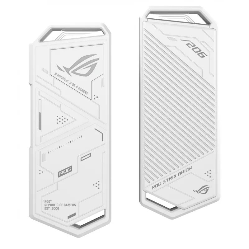 Carcasa SSD ASUS ROG Strix Arion White Edition — M.2 PCIe, USB Type-C 10 Gbit/s, para una SSD