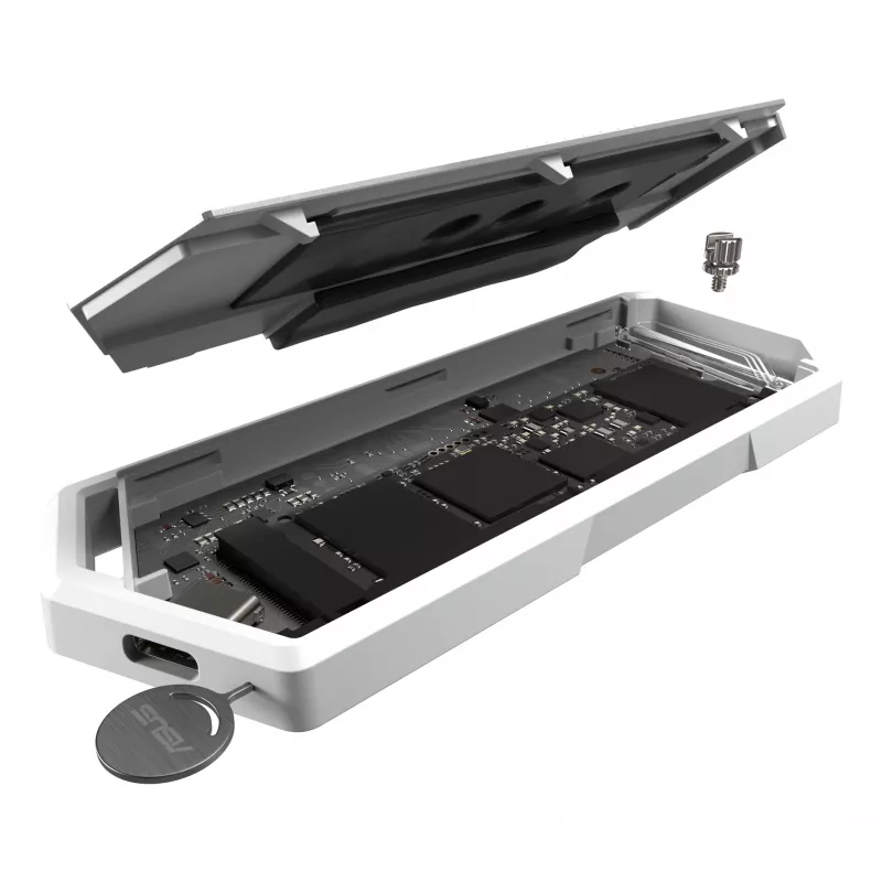 Carcasa SSD ASUS ROG Strix Arion White Edition — M.2 PCIe, USB Type-C 10 Gbit/s, para una SSD