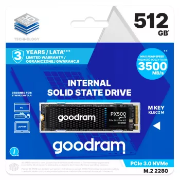 Disco duro sólido interno Goodram PX500 GEN.3 SSDPR-PX500-512-80-G3 512 GB M.2 PCI Express 3.0 NVMe 3D NAND