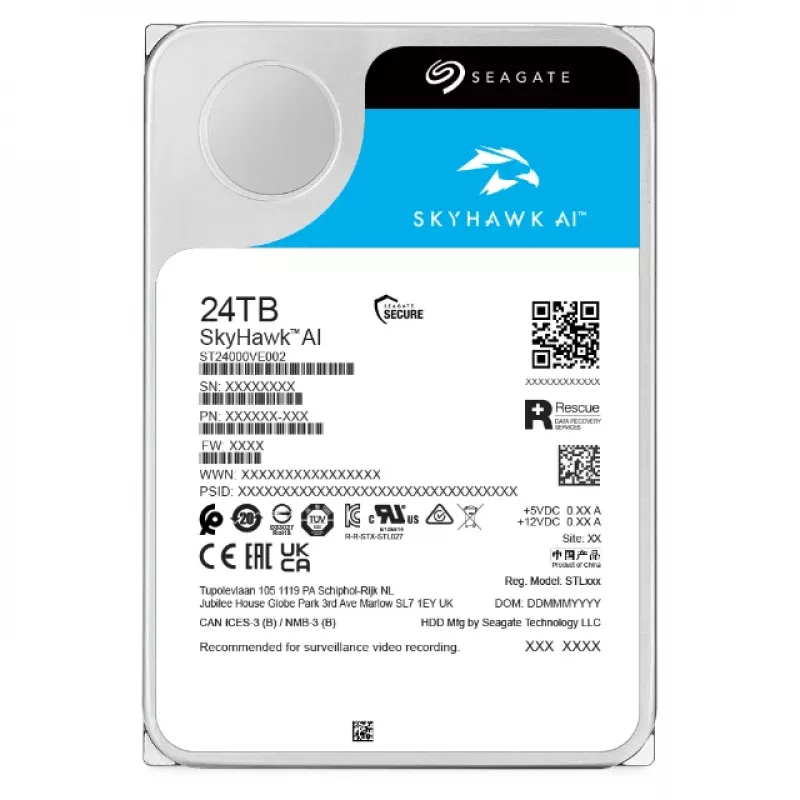 Disco duro interno Seagate SkyHawk AI 24 TB 7200 RPM 512 MB 3,5
