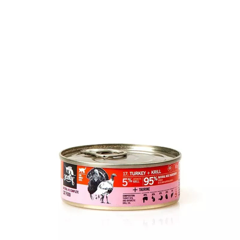 3Coty comida húmeda para gatos adultos con pavo y krill, 80 g