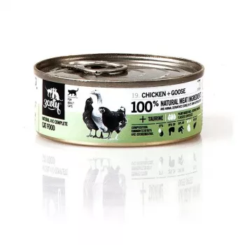Comida húmeda para gatos 3coty pollo con ganso 80 g bolsa, alimento completo para gatos adultos, 19% proteína, 12% grasa, sin cereales