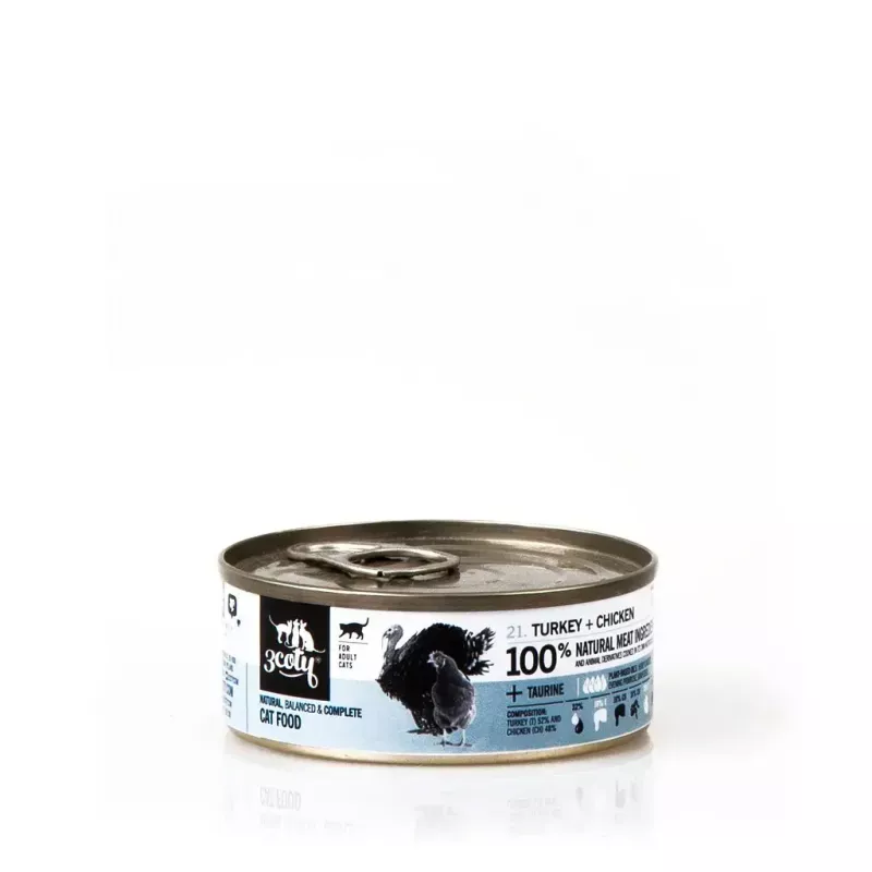 3Coty comida húmeda para gatos adultos con pavo y pollo, 80 g