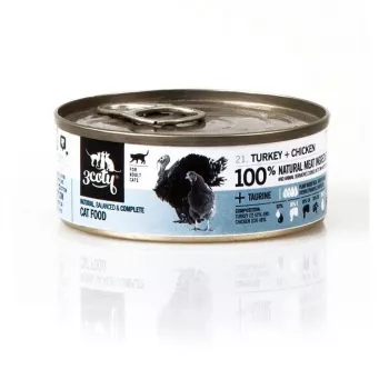 Comida húmeda para gatos 3coty pavo con pollo 80 g bolsa — alimento completo para gatos adultos, 19 % proteína, 64,7 % humedad