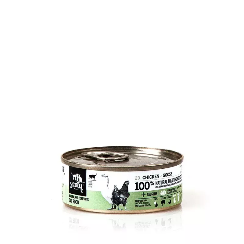 3Coty comida húmeda para gatos adultos con pollo y ganso, 80 g