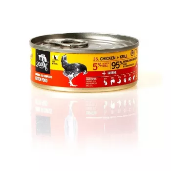 Comida húmeda para gatos 3coty pollo con krill para gatitos, 80 g, alimento completo, sin azúcar, sin gluten ni soja