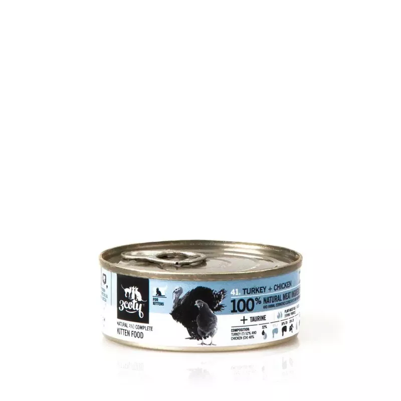 3Coty comida húmeda para gatitos con pavo y pollo, 80 g