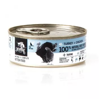 Comida húmeda para gatos 3coty pavo con pollo para gatitos 80 g – alimento complementario, 19 % proteína, 68,1 % humedad