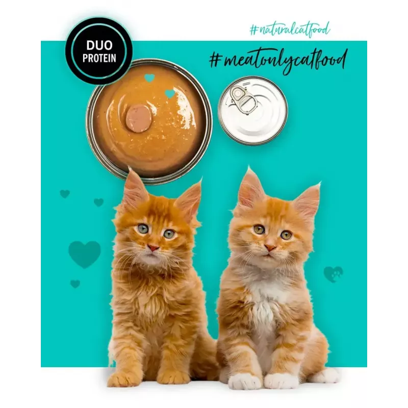 Comida húmeda para gatos 3coty pollo con pato para gatitos 80 g bolsa, alimento completo, proteína 20 %, grasa 9 %