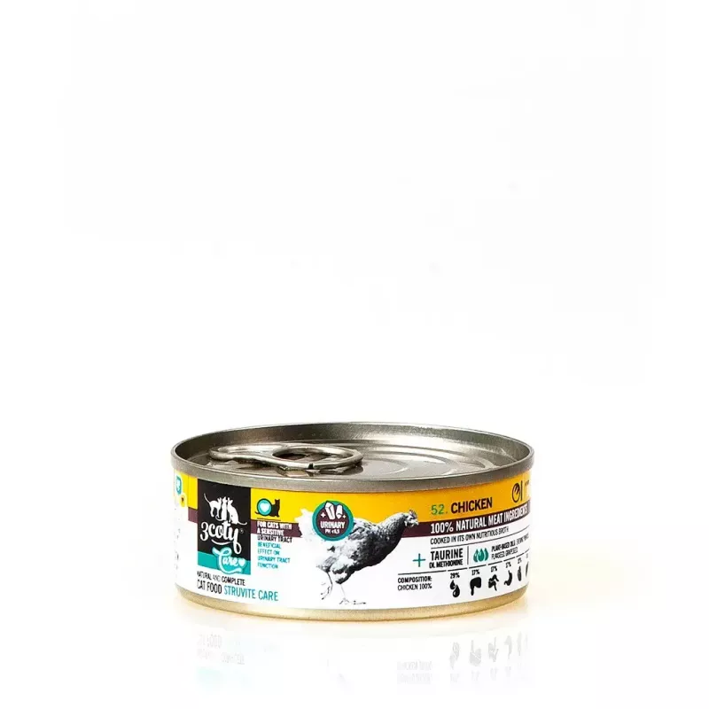 Comida húmeda para gatos 3coty Chicken Struvite care 80 g — bolsa de comida húmeda, gatos adultos, pollo, alimento completo