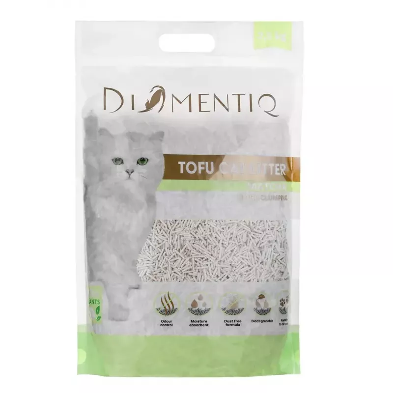 Arena aglomerante de tofu para gatos DIAMENTIQ Matcha Ultra, fibra de guisante, sin polvo, 2,5 kg