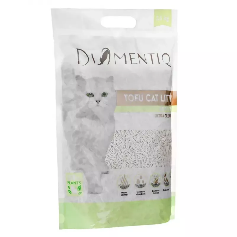 Arena aglomerante de tofu para gatos DIAMENTIQ Matcha Ultra, fibra de guisante, sin polvo, 2,5 kg