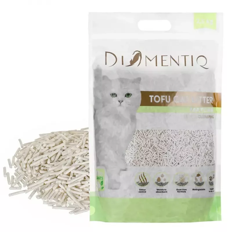 Arena aglomerante de tofu para gatos DIAMENTIQ Matcha Ultra, fibra de guisante, sin polvo, 2,5 kg