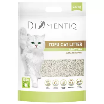 Arena aglomerante de tofu para gatos DIAMENTIQ Matcha Ultra, fibra de guisante, sin polvo, 2,5 kg