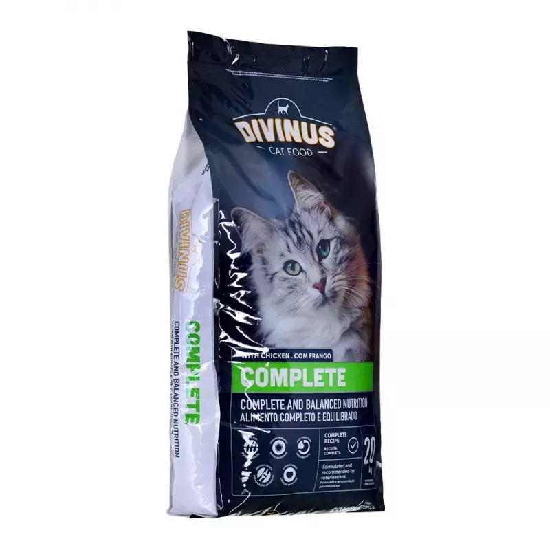 Pienso seco para gatos DIVINUS Cat Complete 20 kg — alimento de mantenimiento para gatos adultos, pollo, 30% proteína, 12% grasa