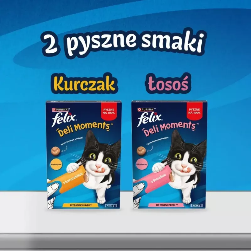 Snack húmedo para gatos Purina Felix Deli Moments Pasta de salmón 4 x 10 g tubo