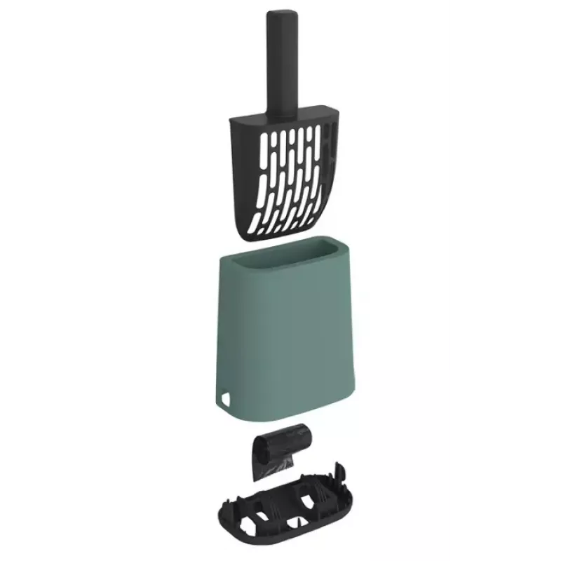 Rotho Biala pala para arena de gatos con bolsas, verde