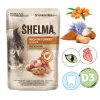 Comida húmeda para gatos SHELMA rica en pavo en salsa 85 g — adulto, sin gluten, apta para alergias alimentarias