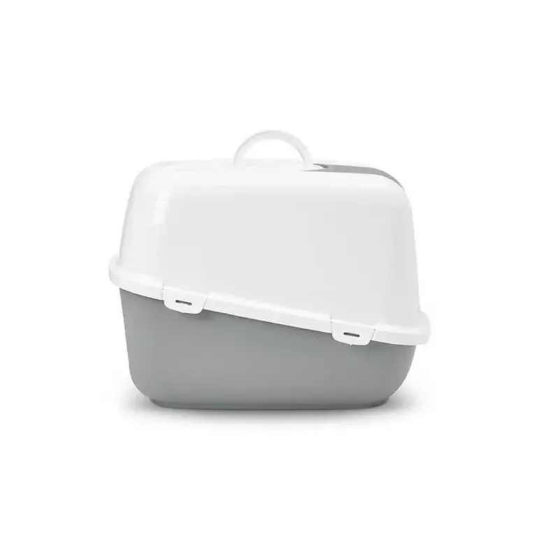 Savic Nestor Jumbo arenero cerrado para gatos, 66,5 x 48,5 x 46,5 cm, blanco-gris
