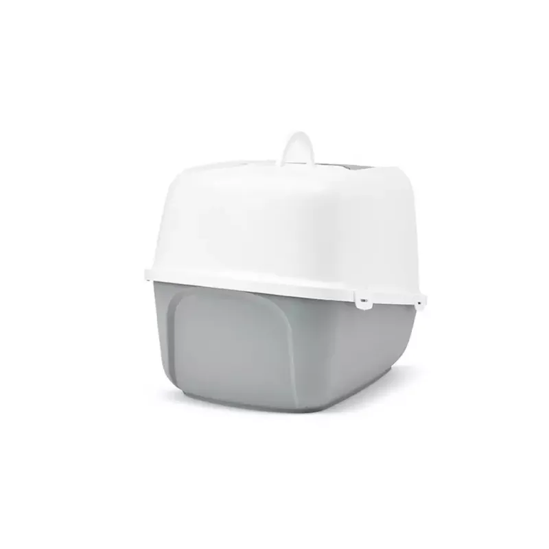Savic Nestor Jumbo arenero cerrado para gatos, 66,5 x 48,5 x 46,5 cm, blanco-gris