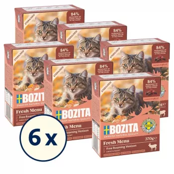 Comida húmeda para gatos BOZITA Fresh Menu 370 g para gatos adultos, sabor ciervo, sin soja, sin gluten
