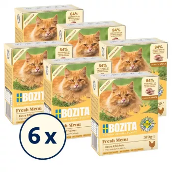 Comida húmeda para gatos BOZITA Fresh Menu Chicken 370 g — adultos, todas las razas, receta de control de peso