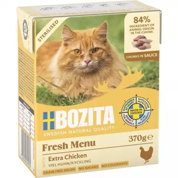 Comida húmeda para gatos BOZITA Fresh Menu Chicken 370 g — adultos, todas las razas, receta de control de peso