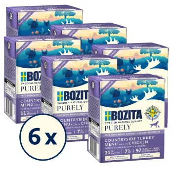 Bozita Purely Paté Duoprotein Junior comida húmeda para perros con pollo y pavo, 370 g