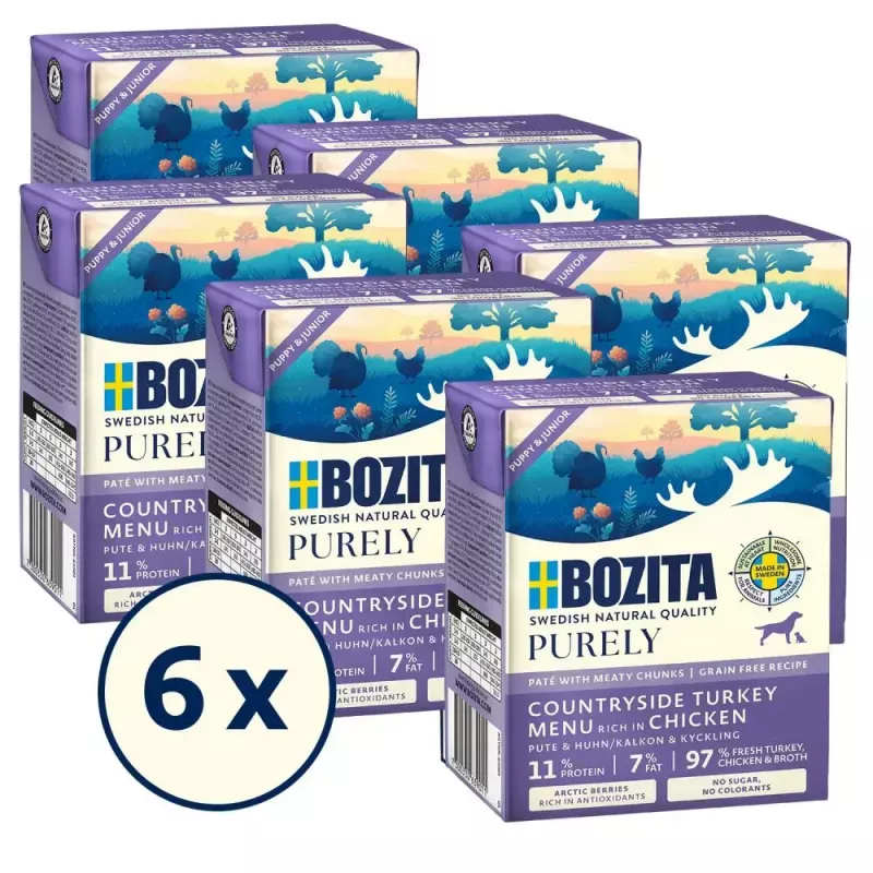 Bozita Purely Paté Duoprotein Junior comida húmeda para perros con pollo y pavo, 370 g