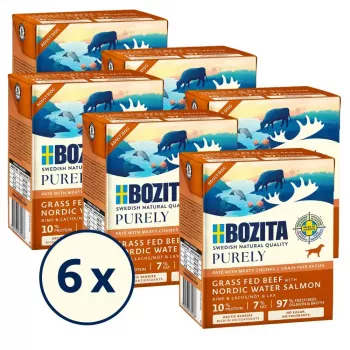 BOZITA Purely comida húmeda para perros ternera y salmón Adult 370 g, sin cereales, para todas las razas