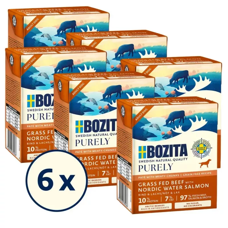 BOZITA Purely comida húmeda para perros ternera y salmón Adult 370 g, sin cereales, para todas las razas