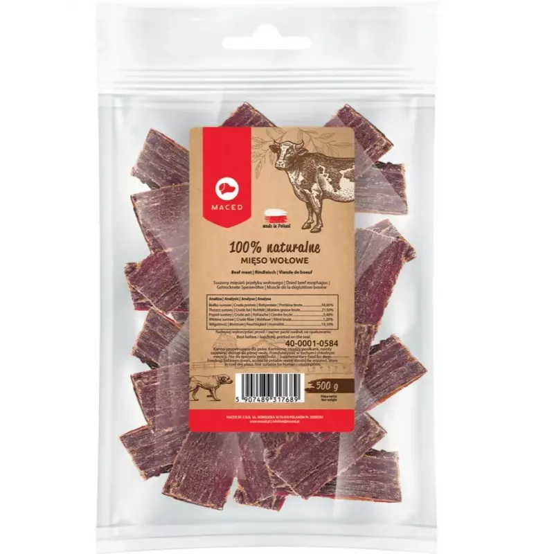 MACED 100% Nature snack de vacuno para perros, 500 g