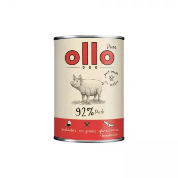 Comida húmeda para perros OLLO Pure Pork 850 g — alimento completo, monoproteína, 17 % proteína, 11,5 % grasa, 63 % humedad