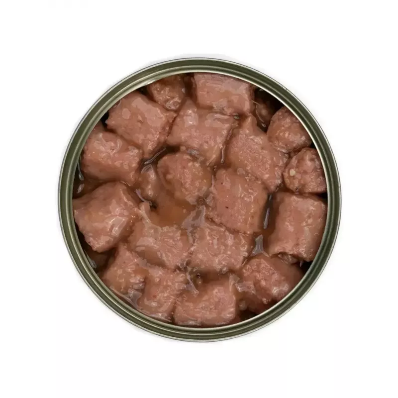 Comida húmeda para perros TufTuf Trozos cárnicos con ave 1,25 kg — alimento completo para perros adultos en lata, 7 % proteína, 81,5 % humedad