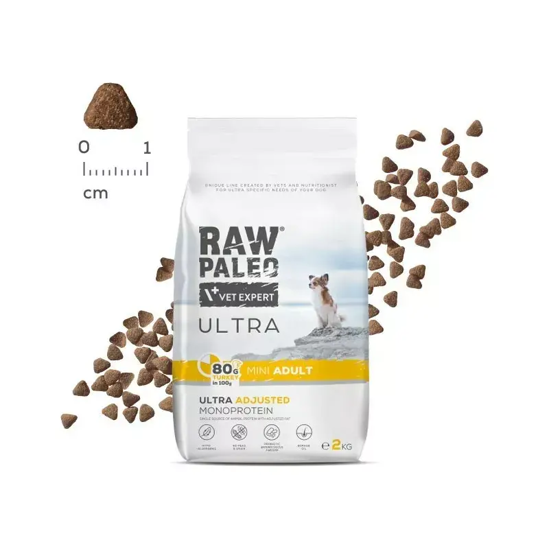 VETEXPERT RAW PALEO Ultra Mini Adult Turkey pienso seco para perros, 2 kg