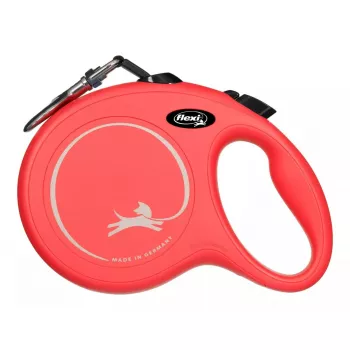 Correa retráctil Flexi New Classic 5 m, cinta de nailon negra, para razas grandes hasta 50 kg